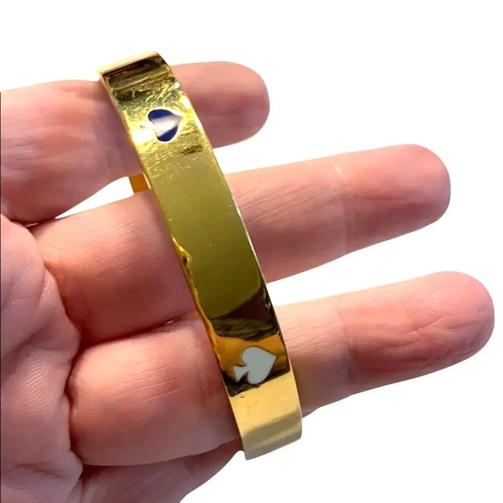 Goldtone signed Kate Spade bangle bracelet colorful multicolor enamel spades - Picture 4 of 7